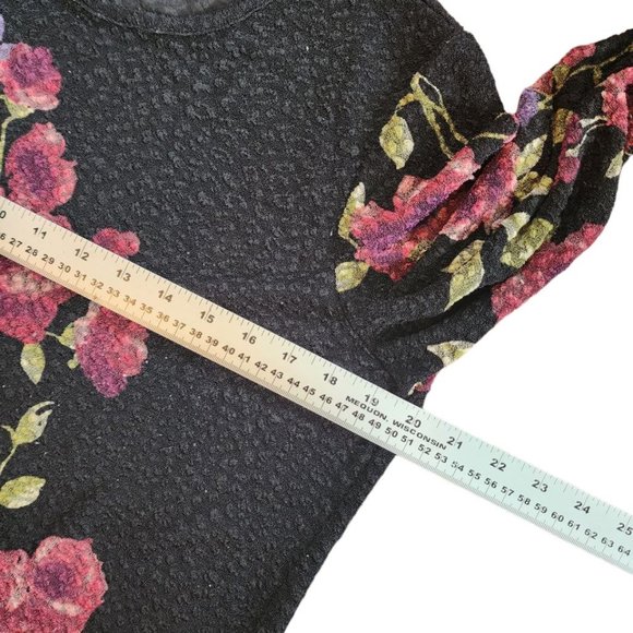 Alia Blouse Women's Size M Multicolor Floral Print 3/4 Sleeve Top Round Neck - Picture 7 of 11